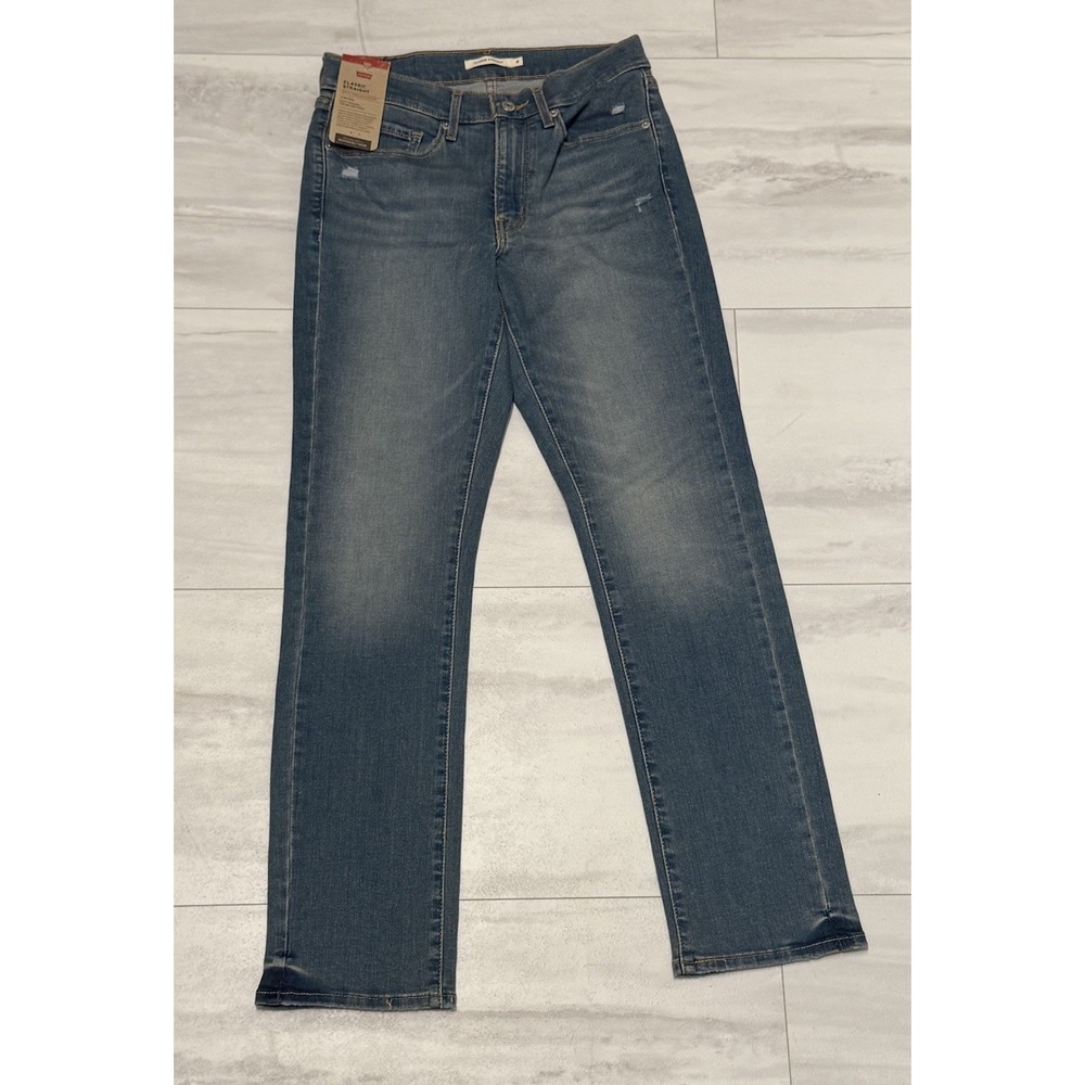 NWT Levi's Classic Straight Jeans Stellar Stretch New Ripped Distressed Size 4M - Picture 3 of 13